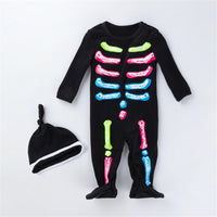 Baby One Piece Skeleton Long Sleeve Romper & Hat - PrettyKid