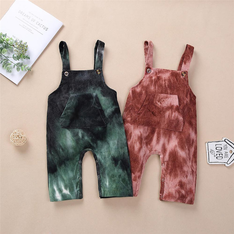 Baby Unisex Onesie Tie Dye Button Overalls Baby Clothes Cheap Wholesale - PrettyKid