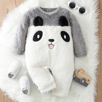 Baby Unisex Panda Furry Long Sleeve Cute Romper Baby Wholesale Clothes - PrettyKid