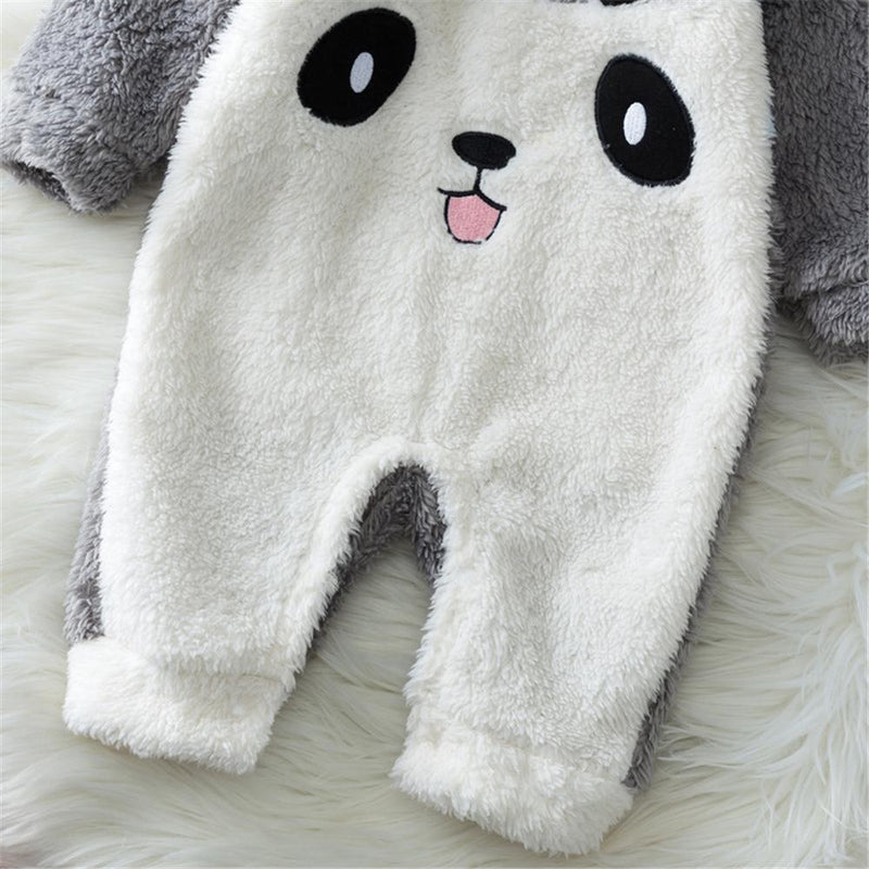 Baby Unisex Panda Furry Long Sleeve Cute Romper Baby Wholesale Clothes - PrettyKid