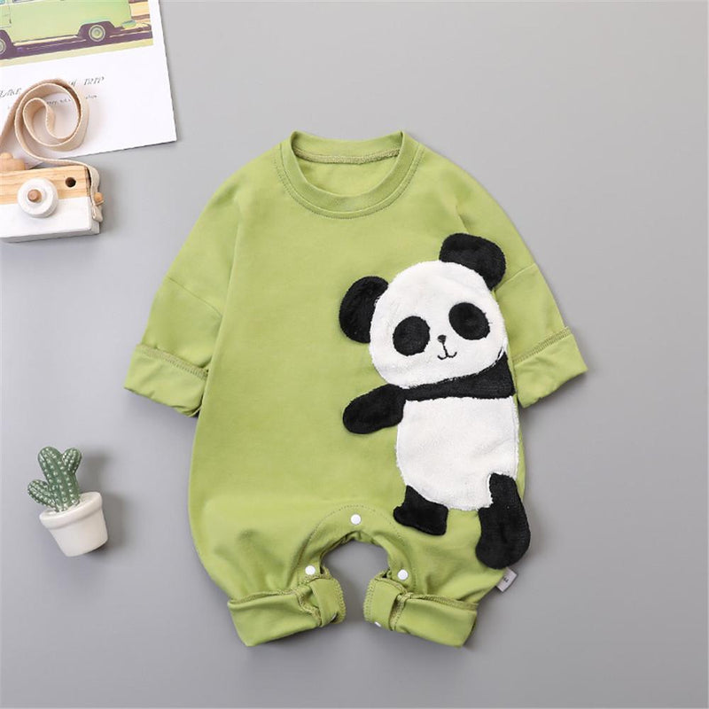 Baby Panda Long Sleeve Cartoon Rompers - PrettyKid