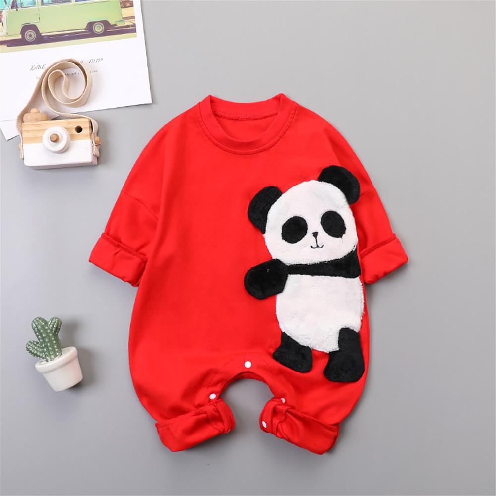 Baby Panda Long Sleeve Cartoon Rompers - PrettyKid