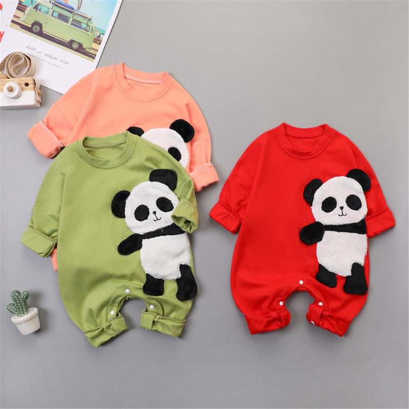 Baby Panda Long Sleeve Cartoon Rompers - PrettyKid