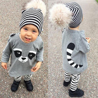 Boys Panda Striped Printed Long Sleeve Tops & Pants - PrettyKid