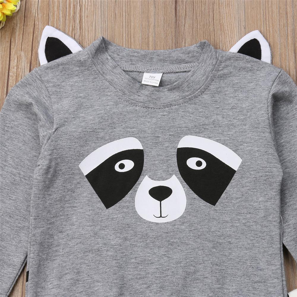 Boys Panda Striped Printed Long Sleeve Tops & Pants - PrettyKid