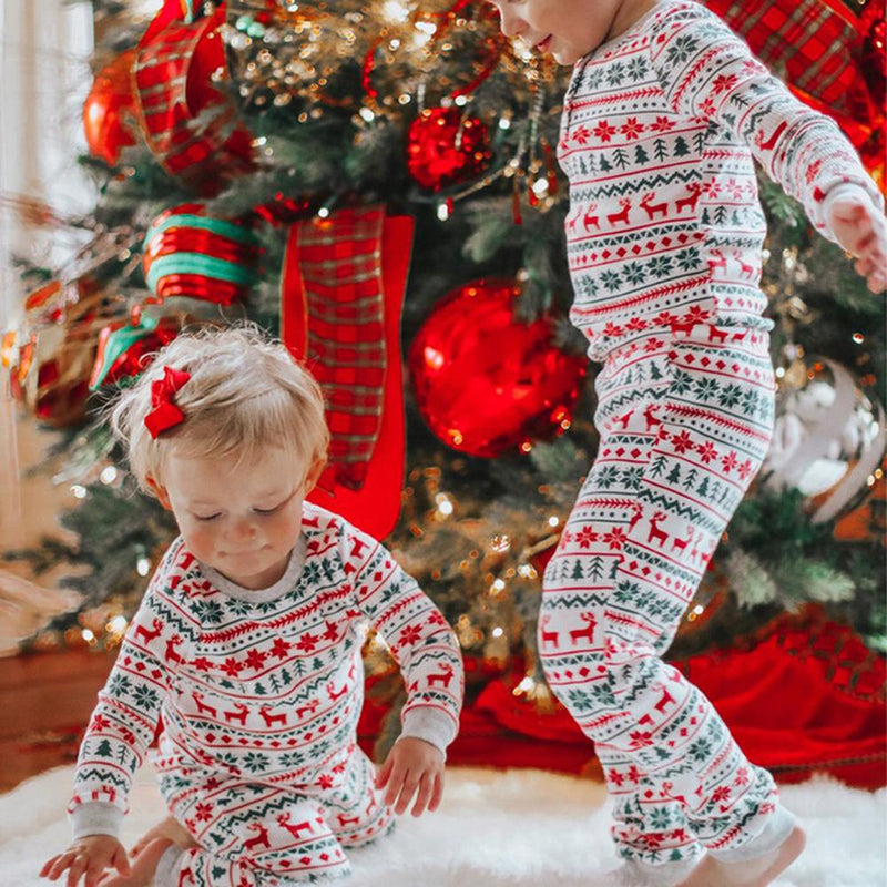 Parent-Child Cartoon Printed Christmas Pajamas Mommy And Me Wholesale - PrettyKid