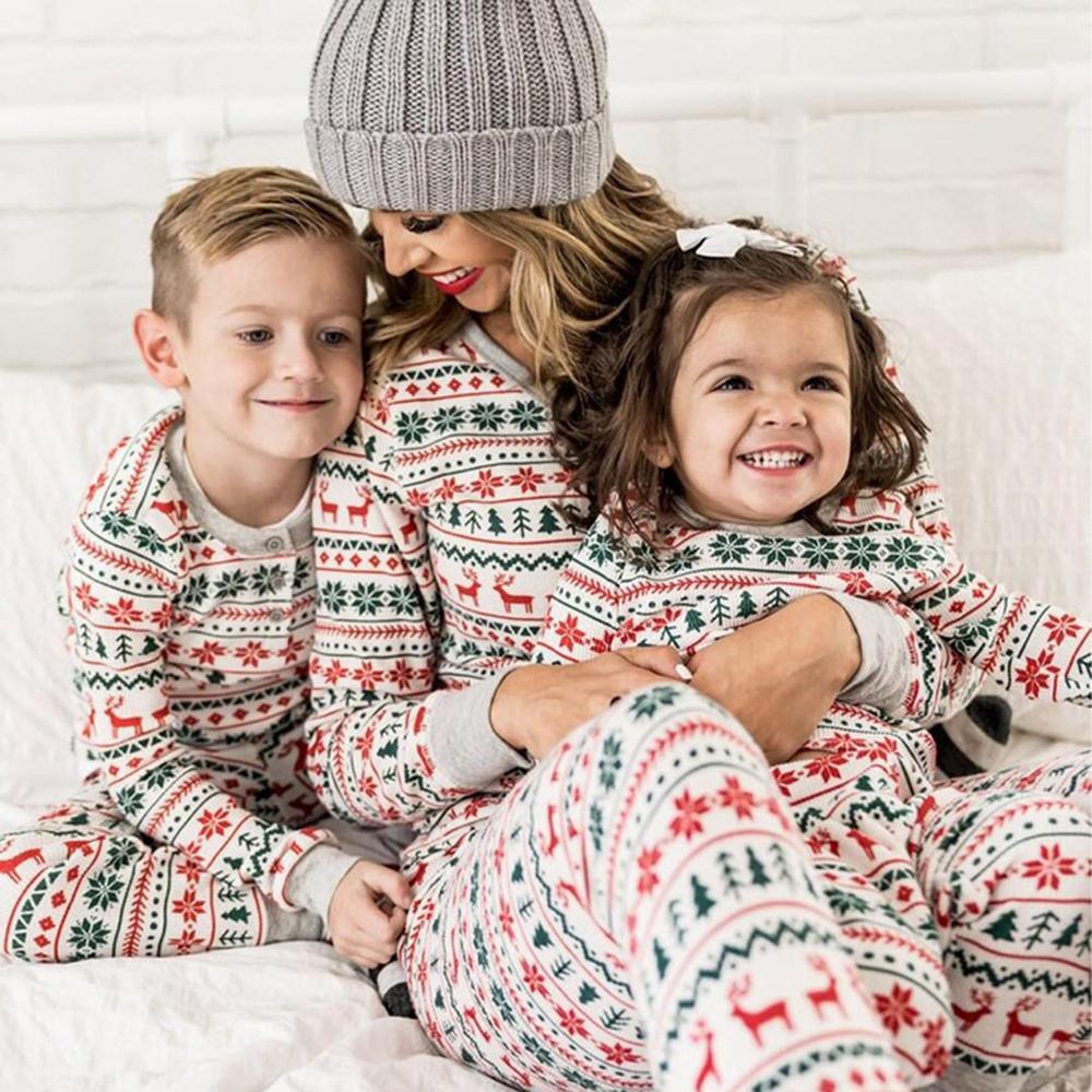 Parent-Child Cartoon Printed Christmas Pajamas Mommy And Me Wholesale - PrettyKid