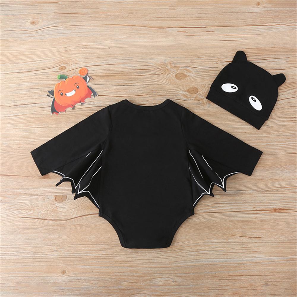 Baby Boys Pattern Bat Letter Printed Romper & Hat Baby Wholesales - PrettyKid