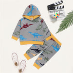 Baby Boys Pattern Dinosaur Hooded Top & Pants Wholesale Baby Cloths - PrettyKid