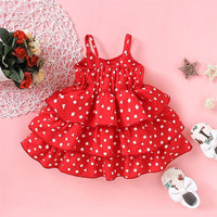 Girls Pattern Geometric Princess Layered Suspender Dress Girl Dresses Wholesale - PrettyKid