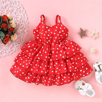 Girls Pattern Geometric Princess Layered Suspender Dress Girl Dresses Wholesale - PrettyKid