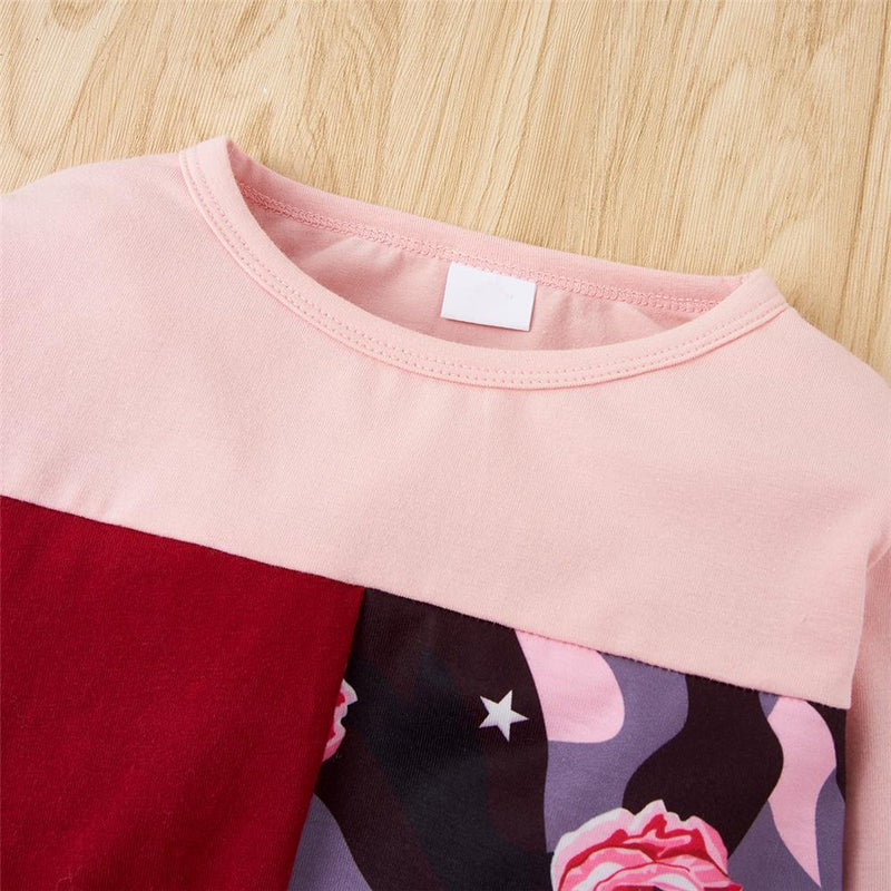 Girls Pattern Printed Long Sleeve T-shirts & Pants Girls Clothing Wholesalers - PrettyKid