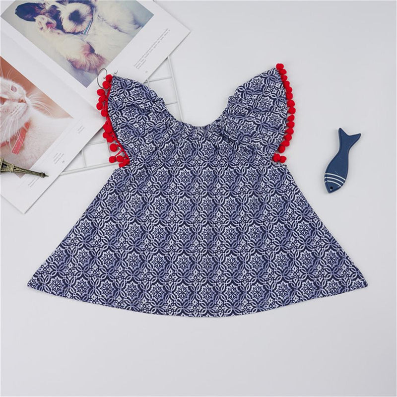 Baby Girls Pattern Printed Tassel Dress Baby Boutique clothing Wholesale - PrettyKid