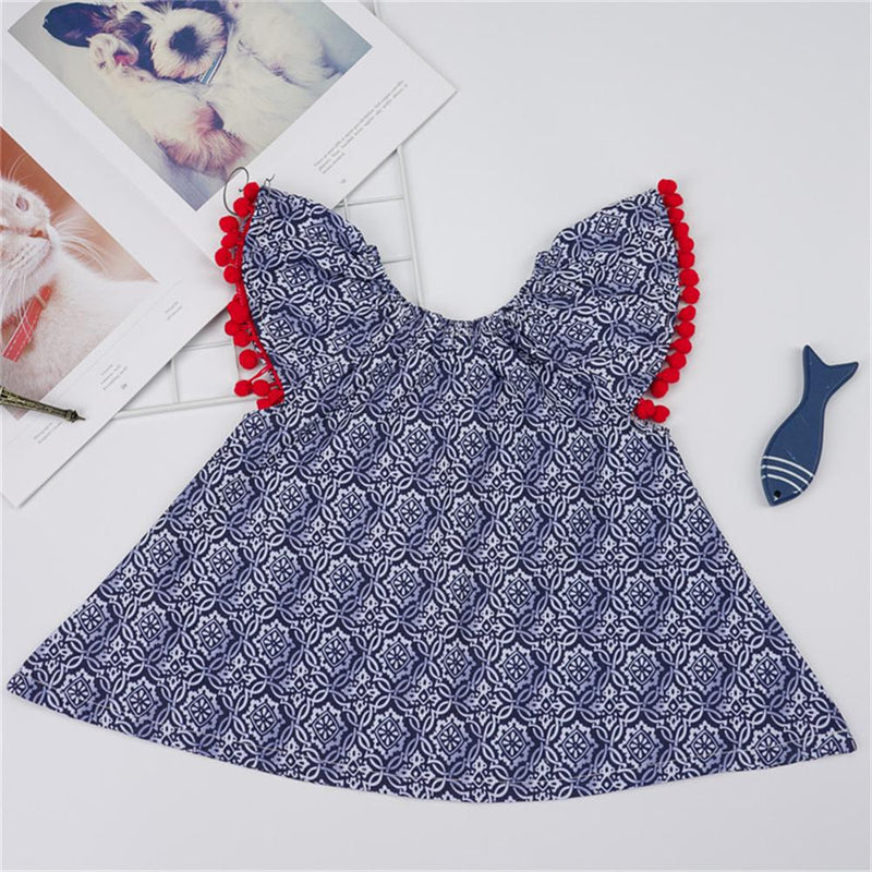Baby Girls Pattern Printed Tassel Dress Baby Boutique clothing Wholesale - PrettyKid