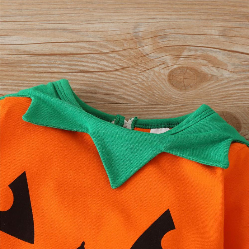 Baby Pattern Pumpkin Halloween Long Sleeve Romper Baby Wholesales - PrettyKid