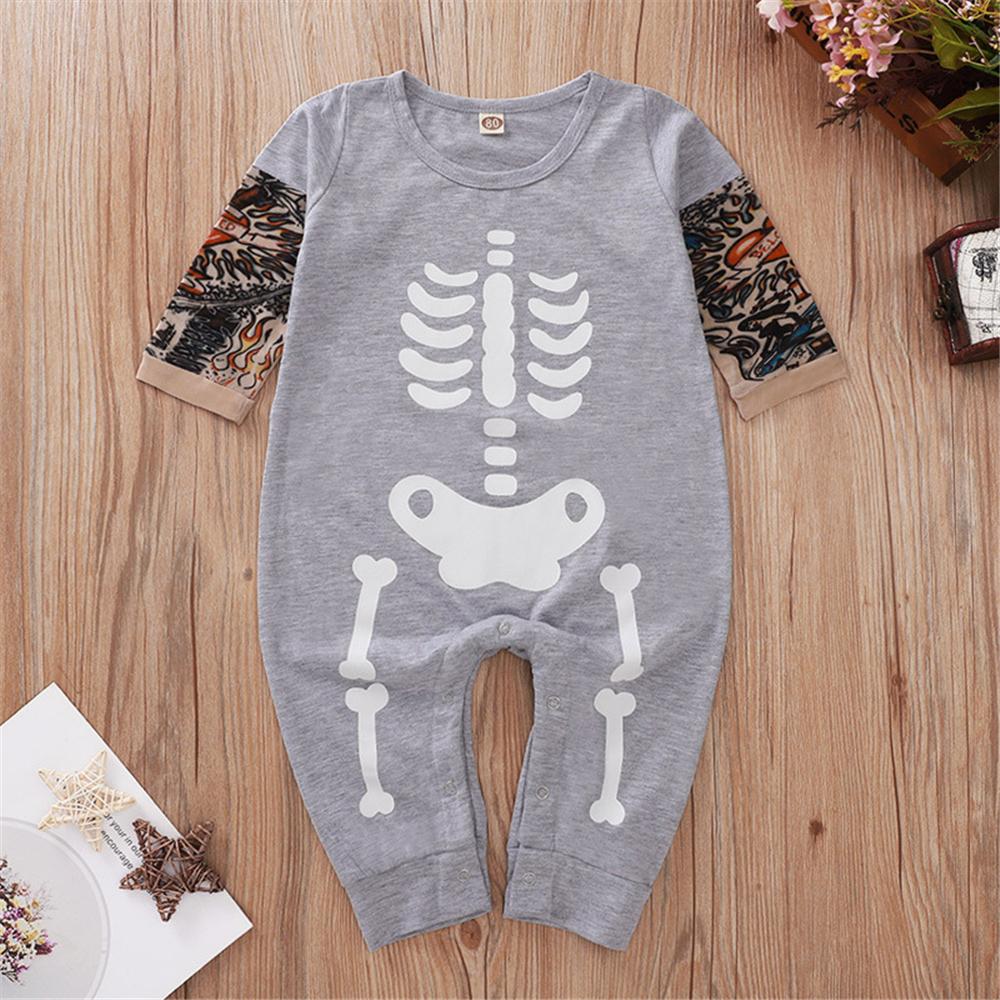 Baby Boys Pattern Skeleton Halloween Romper Baby Clothing Distributor - PrettyKid