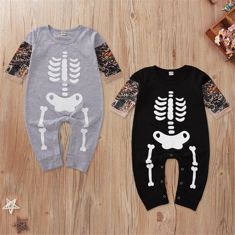 Baby Boys Pattern Skeleton Halloween Romper Baby Clothing Distributor - PrettyKid