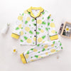 Boys Pineapple Printed Button Long Sleeve Wholesale Childrens Pajamas - PrettyKid