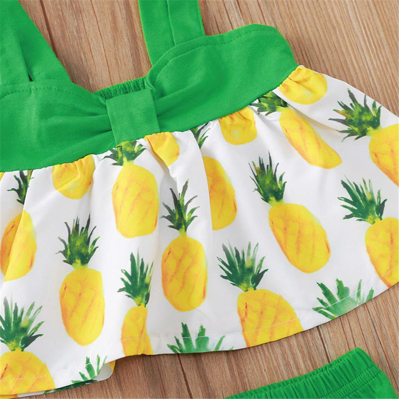 Baby Girls Pineapple Printed Sling Top & Shorts baby boy wholesale boutique - PrettyKid