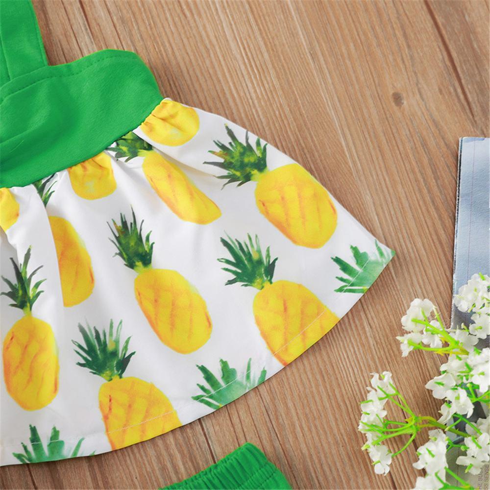 Baby Girls Pineapple Printed Sling Top & Shorts baby boy wholesale boutique - PrettyKid