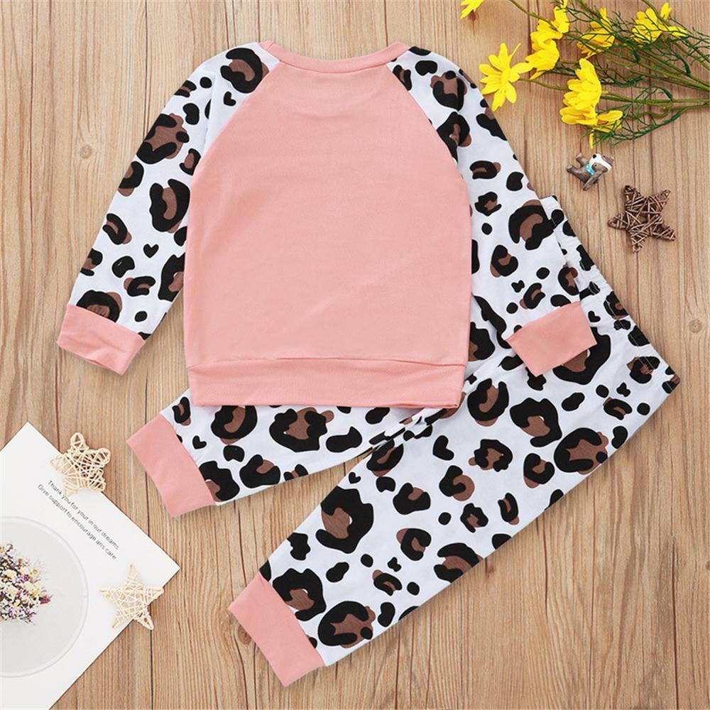 Girls Pink Leopard Long Sleeve Top & Pants Wholesale Little Girl Clothing - PrettyKid