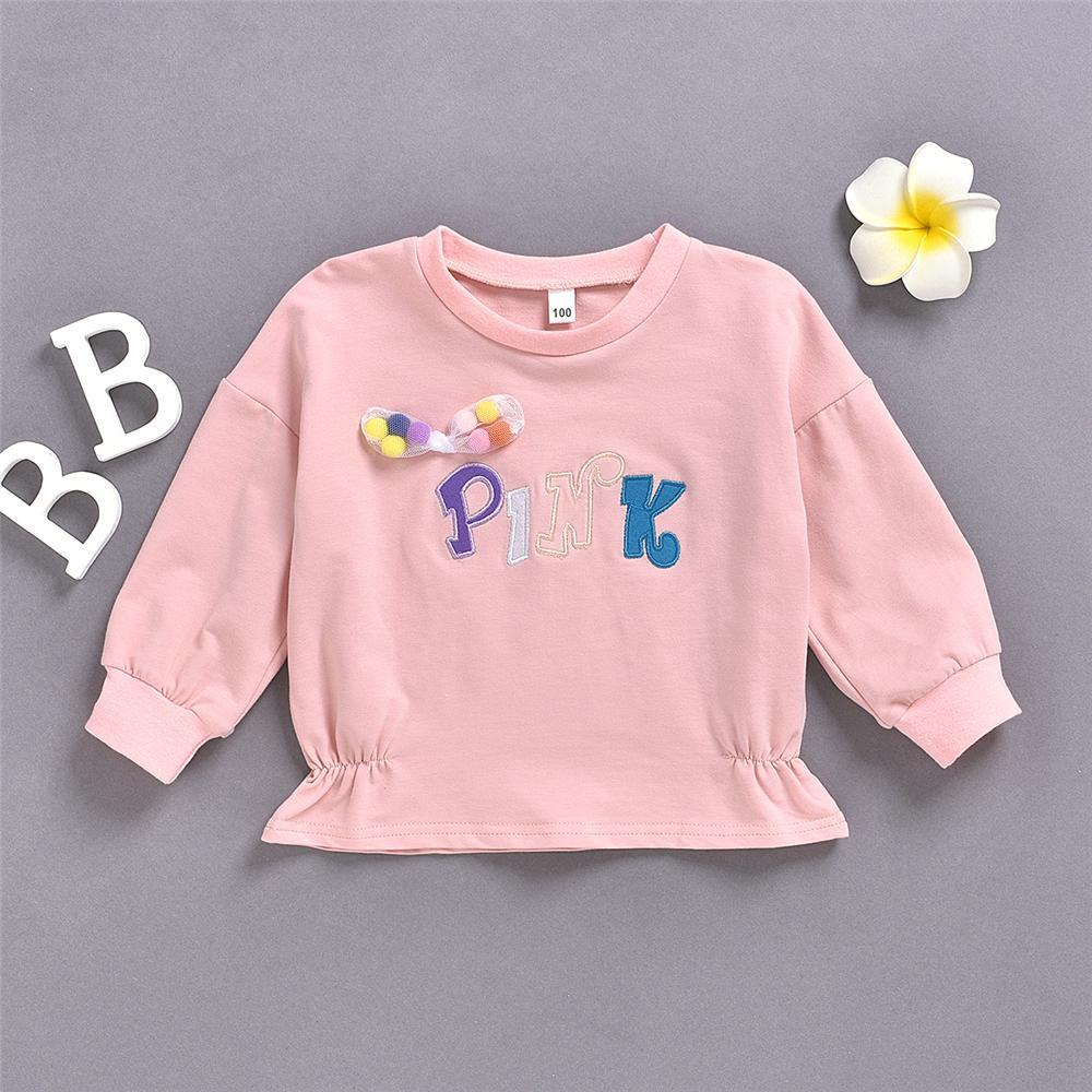 Girls Pink Long Sleeve Casual T-shirt Wholesale Girl Boutique Clothing - PrettyKid