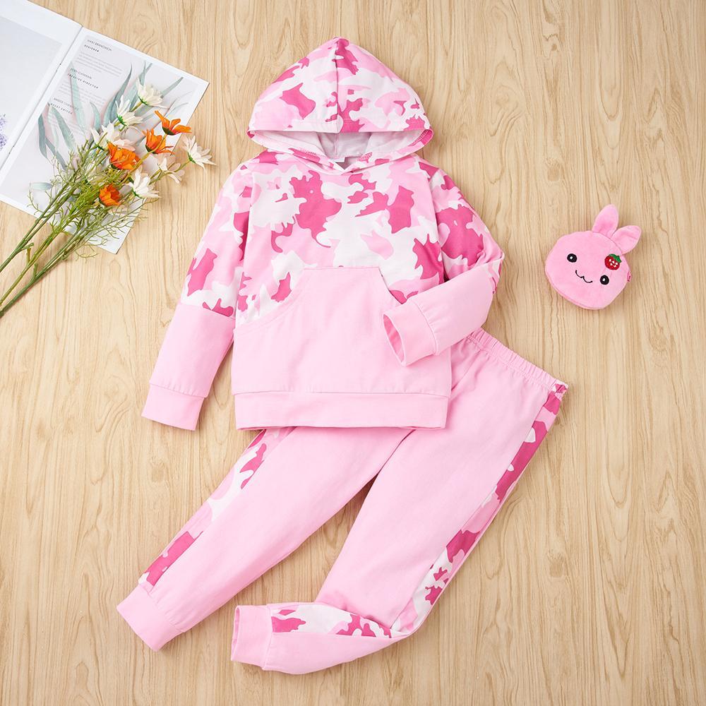 Girls Pink Tie-dye Hooded Long Sleeve Top & Pants Wholesale Girls Clothes - PrettyKid