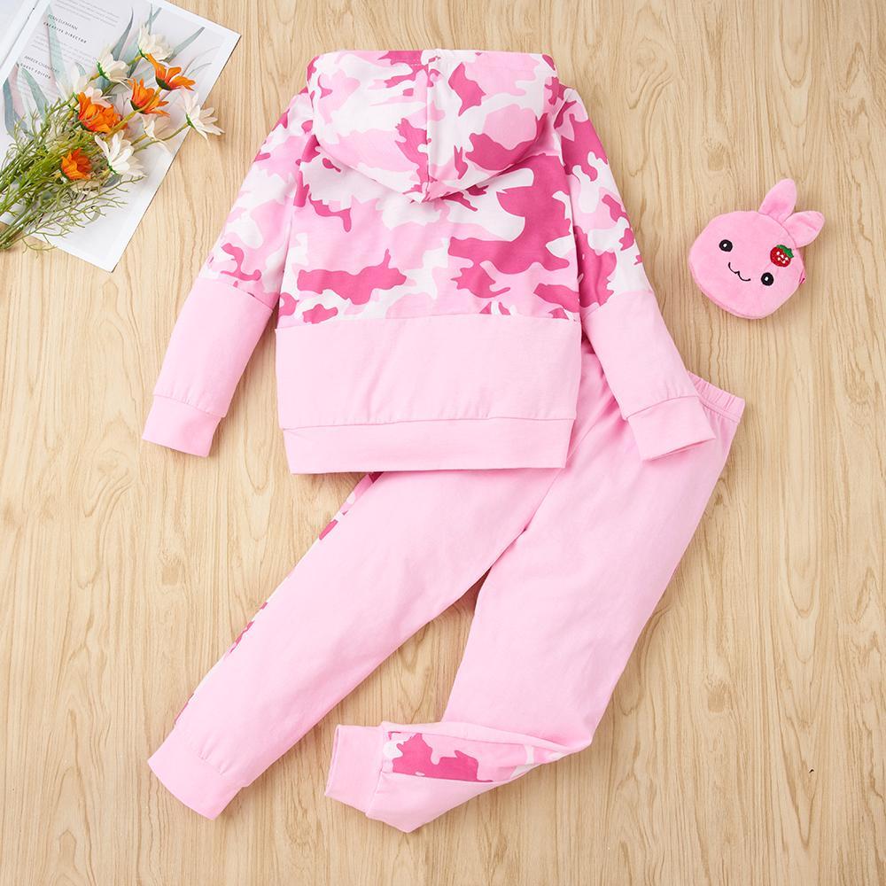 Girls Pink Tie-dye Hooded Long Sleeve Top & Pants Wholesale Girls Clothes - PrettyKid
