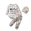 Baby Boys Plaid Cartoon Long Sleeve Romper & Pants & Hat Wholesale - PrettyKid