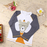 Boys Plaid Cartoon Printed Long Sleeve Top & Outwear & Pants - PrettyKid