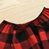 Girls Plaid Flare Sleeve Blouse & PU Skirt Girl Wholesale - PrettyKid