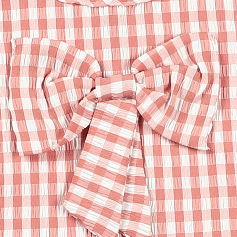 Toddler Girls Plaid Flying Sleeve Bow Decor Top & Shorts bulk buy baby grows - PrettyKid