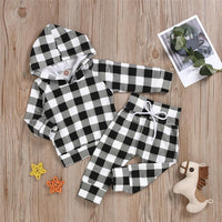 Baby Boys Plaid Hooded Long Sleeve Top & Pants Baby Clothes Suppliers - PrettyKid