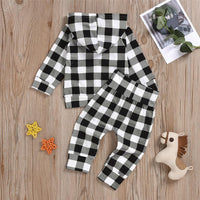 Baby Boys Plaid Hooded Long Sleeve Top & Pants Baby Clothes Suppliers - PrettyKid