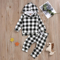 Baby Boys Plaid Hooded Long Sleeve Top & Pants Baby Clothes Suppliers - PrettyKid