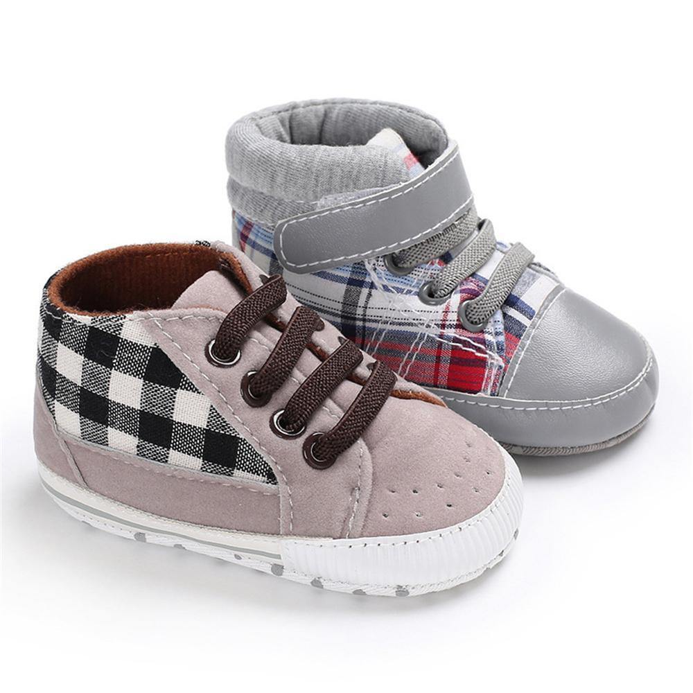 Baby Boys Plaid Lace-up Stylish Sneakers Baby Boy Shoes Wholesale - PrettyKid