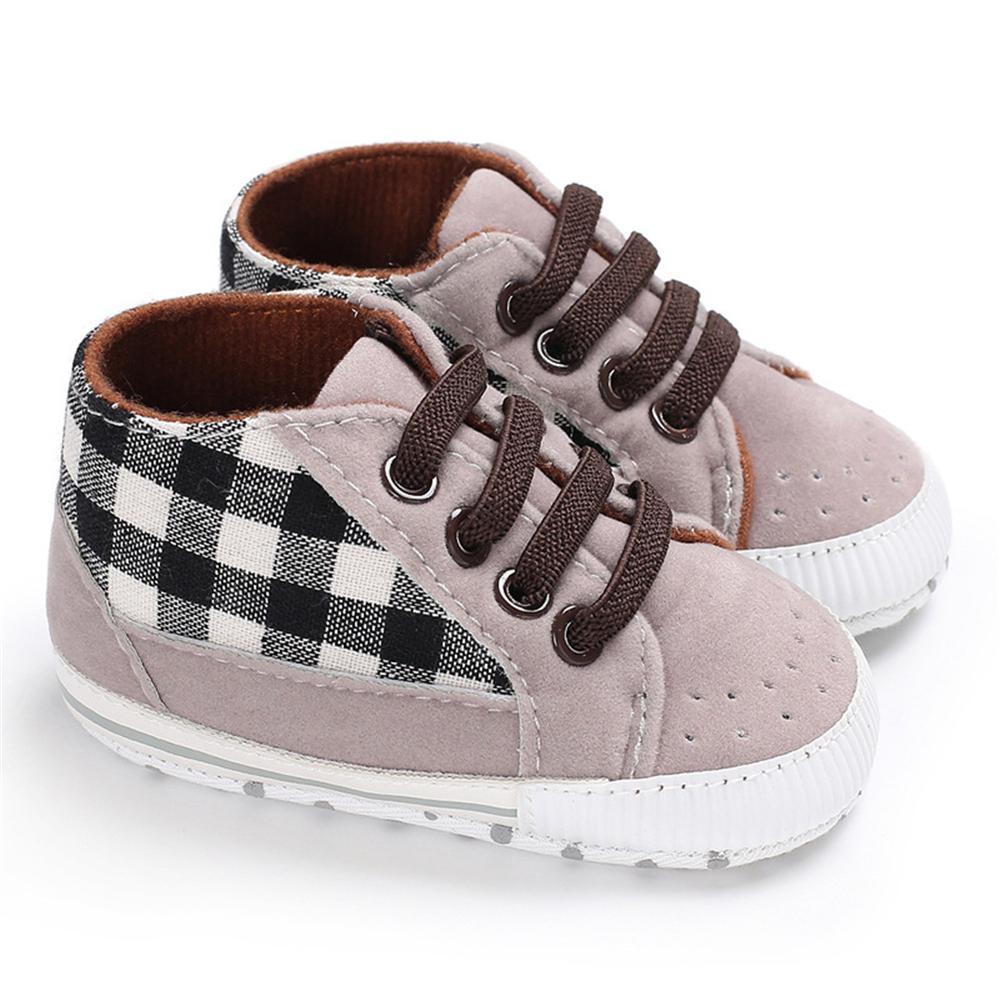 Baby Boys Plaid Lace-up Stylish Sneakers Baby Boy Shoes Wholesale - PrettyKid