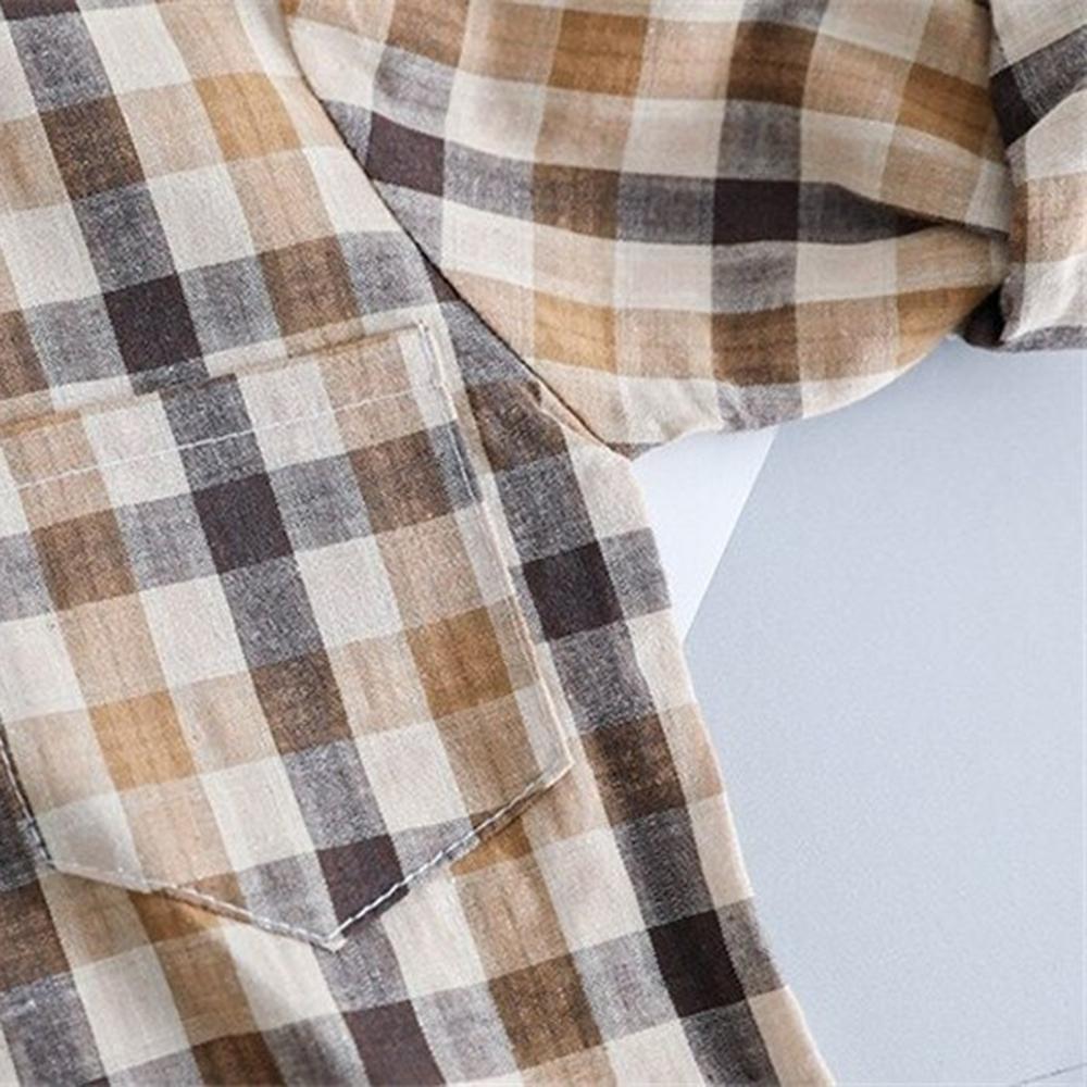 Boys Plaid Lapel Pocket Long Sleeve Shirt & Pants - PrettyKid