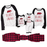 Parent-Child Plaid Letter Bear T-shirt & Pants Mommy And Me Wholesale Clothing - PrettyKid