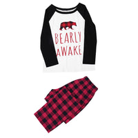 Parent-Child Plaid Letter Bear T-shirt & Pants Mommy And Me Wholesale Clothing - PrettyKid