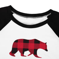 Parent-Child Plaid Letter Bear T-shirt & Pants Mommy And Me Wholesale Clothing - PrettyKid