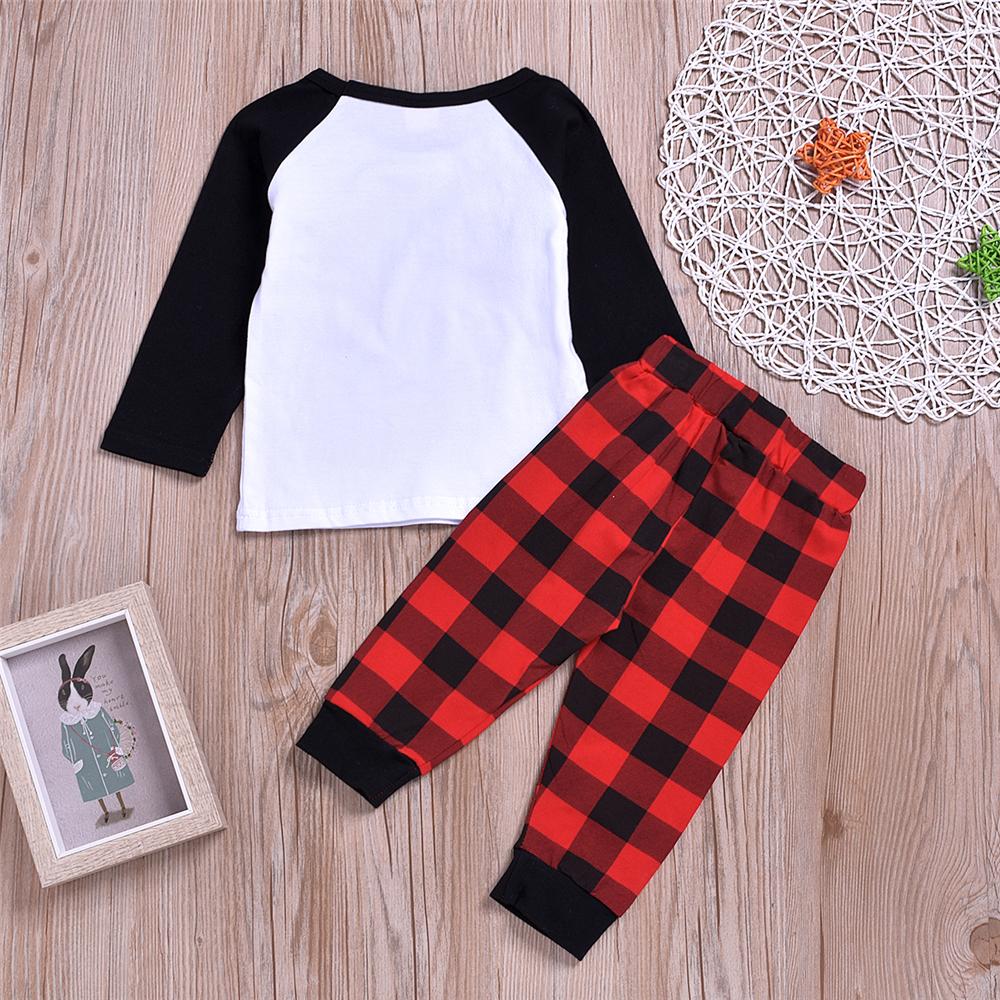 Baby Boys Plaid Letter Printed Top & Pants Baby Clothes Wholesale Bulk - PrettyKid