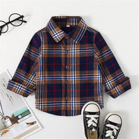 Boys Plaid Long-sleeve Lapel Shirts Kids Clothing Suppliers - PrettyKid