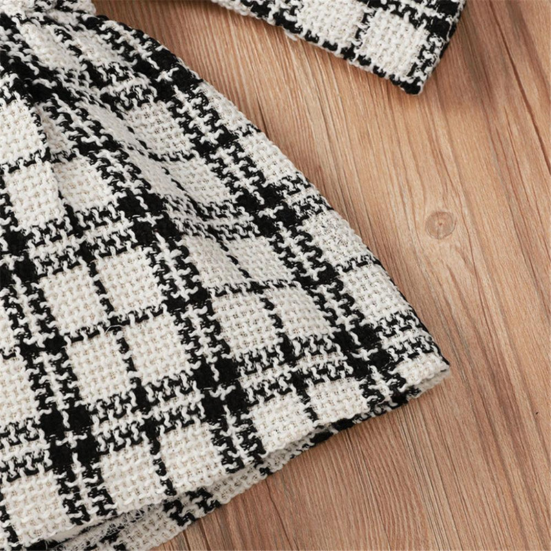 Baby Girls Plaid Long Sleeve Button Dress Baby Clothes Wholesale Suppliers - PrettyKid