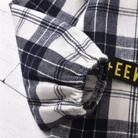 Girls Plaid Long Sleeve Casual Splicing Dress & Belt Girl Dress Wholesale - PrettyKid