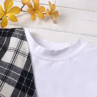 Girls Plaid Long Sleeve Casual Splicing Dress & Belt Girl Dress Wholesale - PrettyKid