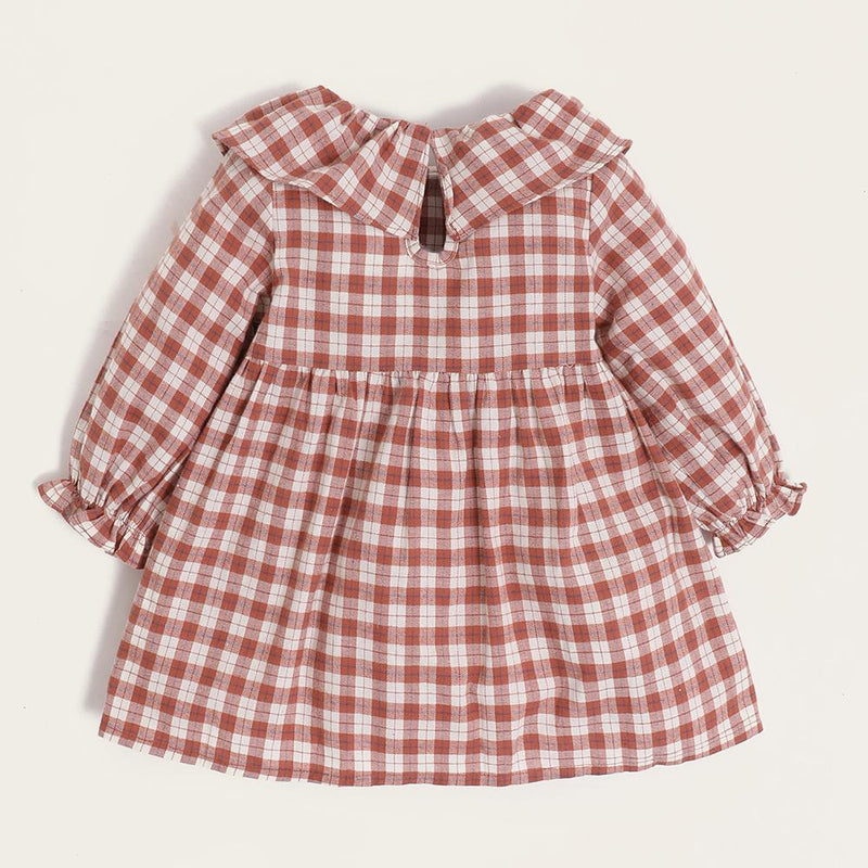 Baby Girls Plaid Long Sleeve Cotton Casual Dress Baby Clothes Vendors - PrettyKid