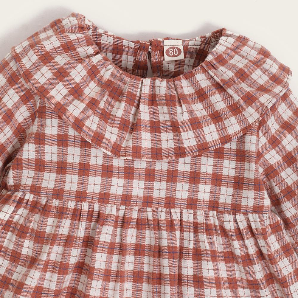 Baby Girls Plaid Long Sleeve Cotton Casual Dress Baby Clothes Vendors - PrettyKid