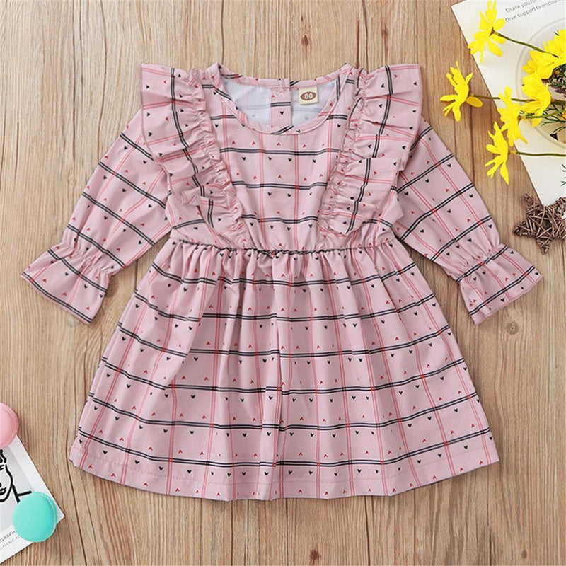 Baby Girls Plaid Long Sleeve Dress Babywear Wholesale - PrettyKid