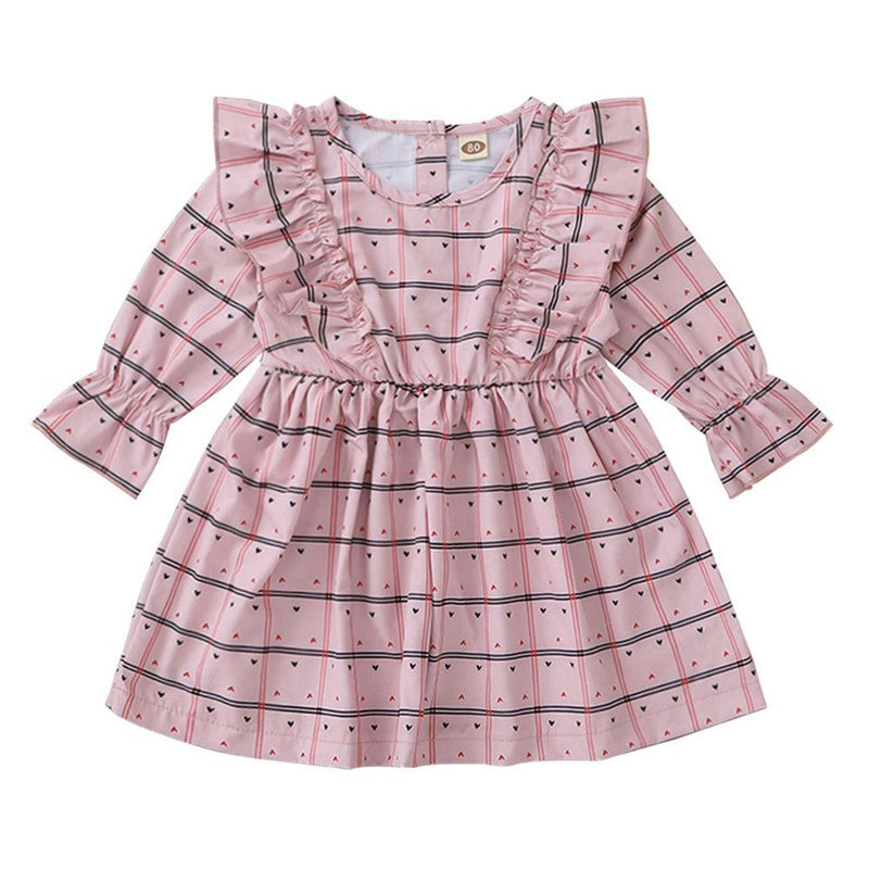 Baby Girls Plaid Long Sleeve Dress Babywear Wholesale - PrettyKid